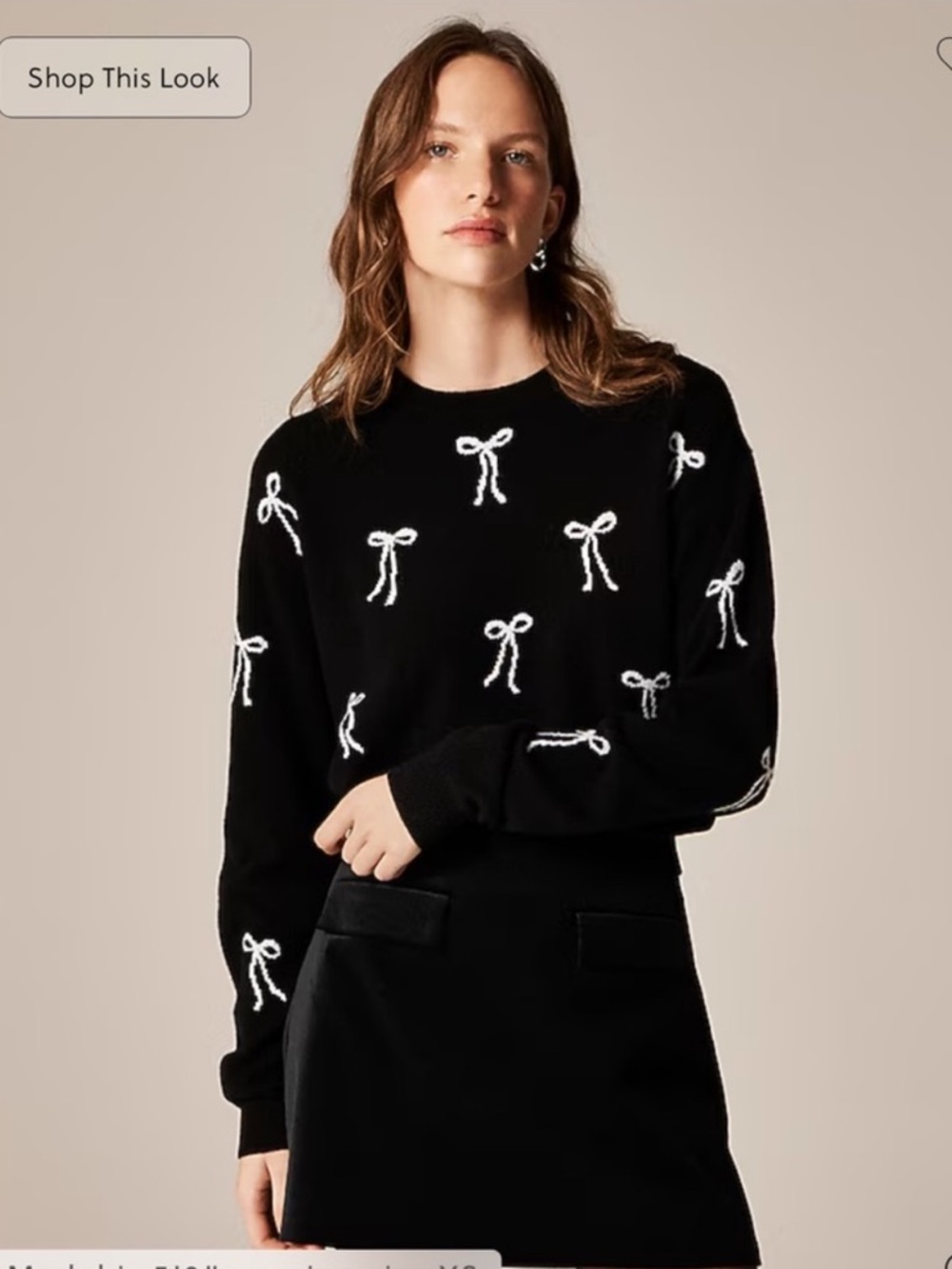 J.Crew Perfect cashmere crewneck sweater in bow print
